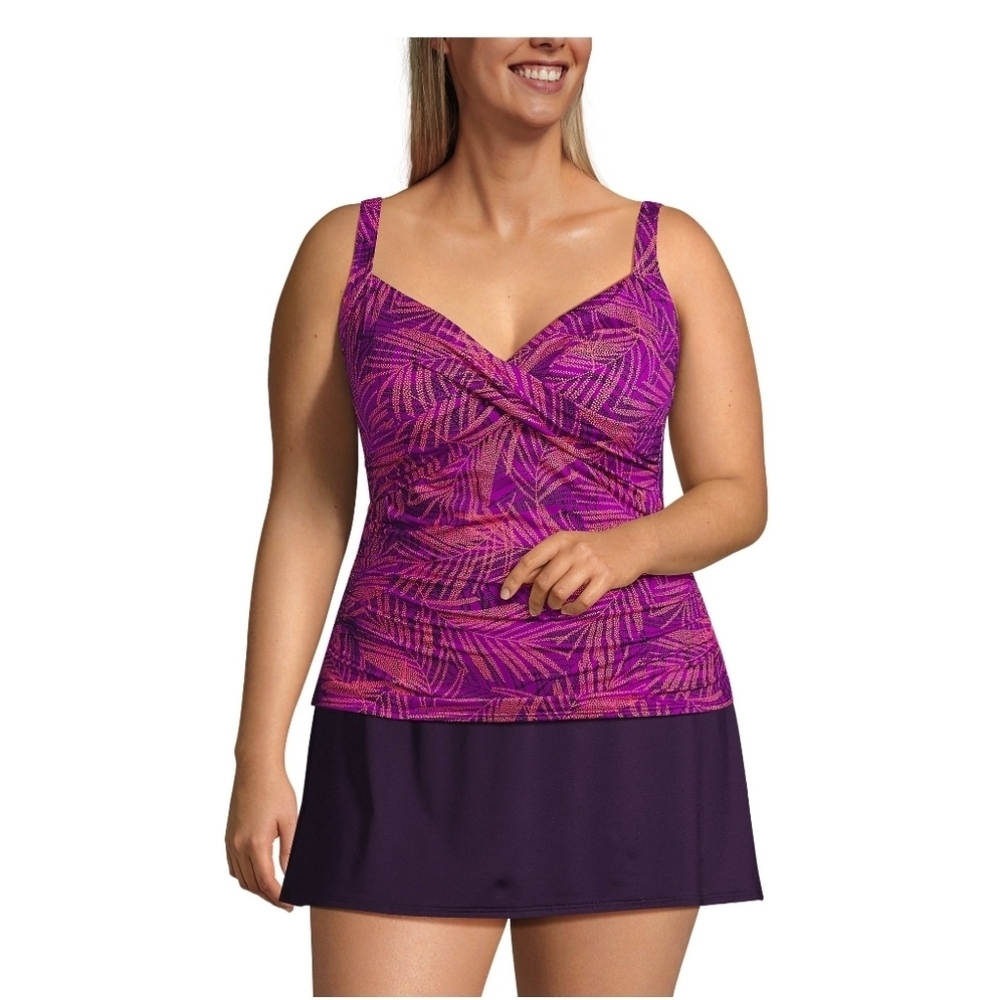 Lands' End Women's Chlorine Resistant Wrap Underwire Tankini Swimsuit - 10